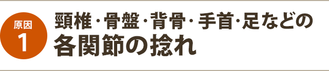 ①骨盤・鎖骨・肘・手首などの関節の捻れが痛みの原因